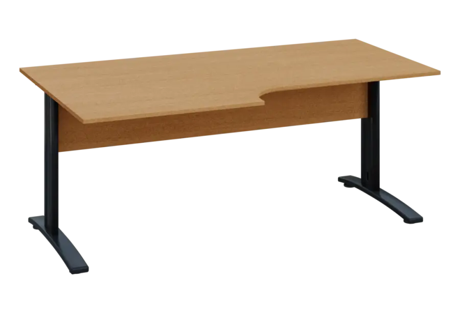 ERK 28 - 188 stůl kancelářský, rohový, levý, kovová podnož černá, deska 25 mm, široký 1800 mm, buk Royal